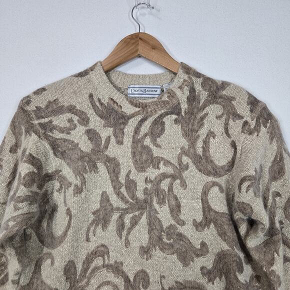 VTG Croft & Barrow Silk Angora Rabbit Hair Sweater Sz M Beige Brown Baroque NEW - Picture 2 of 13